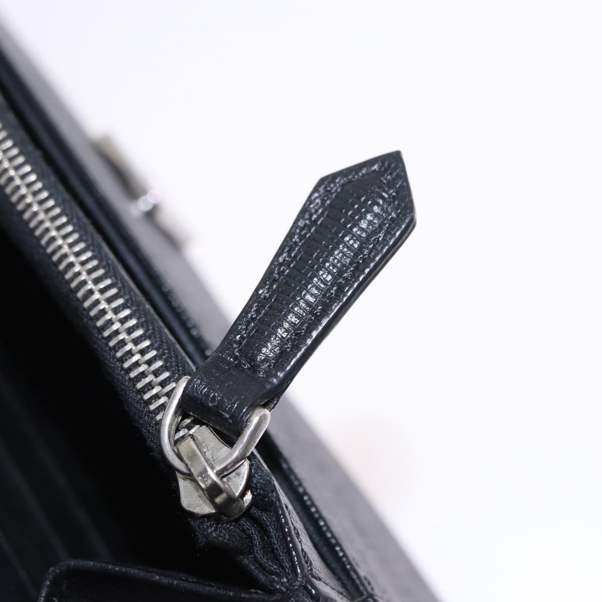 FENDI Karito Chain Shoulder Wallet Leather Black Silver 8M0346 Auth ka5424V
