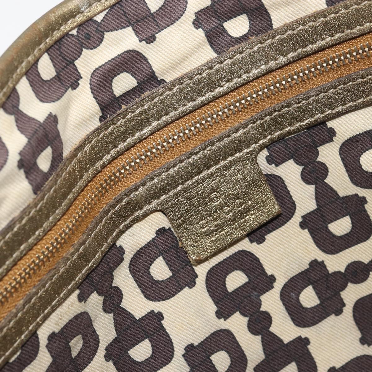 GUCCI GG Canvas Sherry Line Tote Bag Beige Gold 137396 Auth ka543