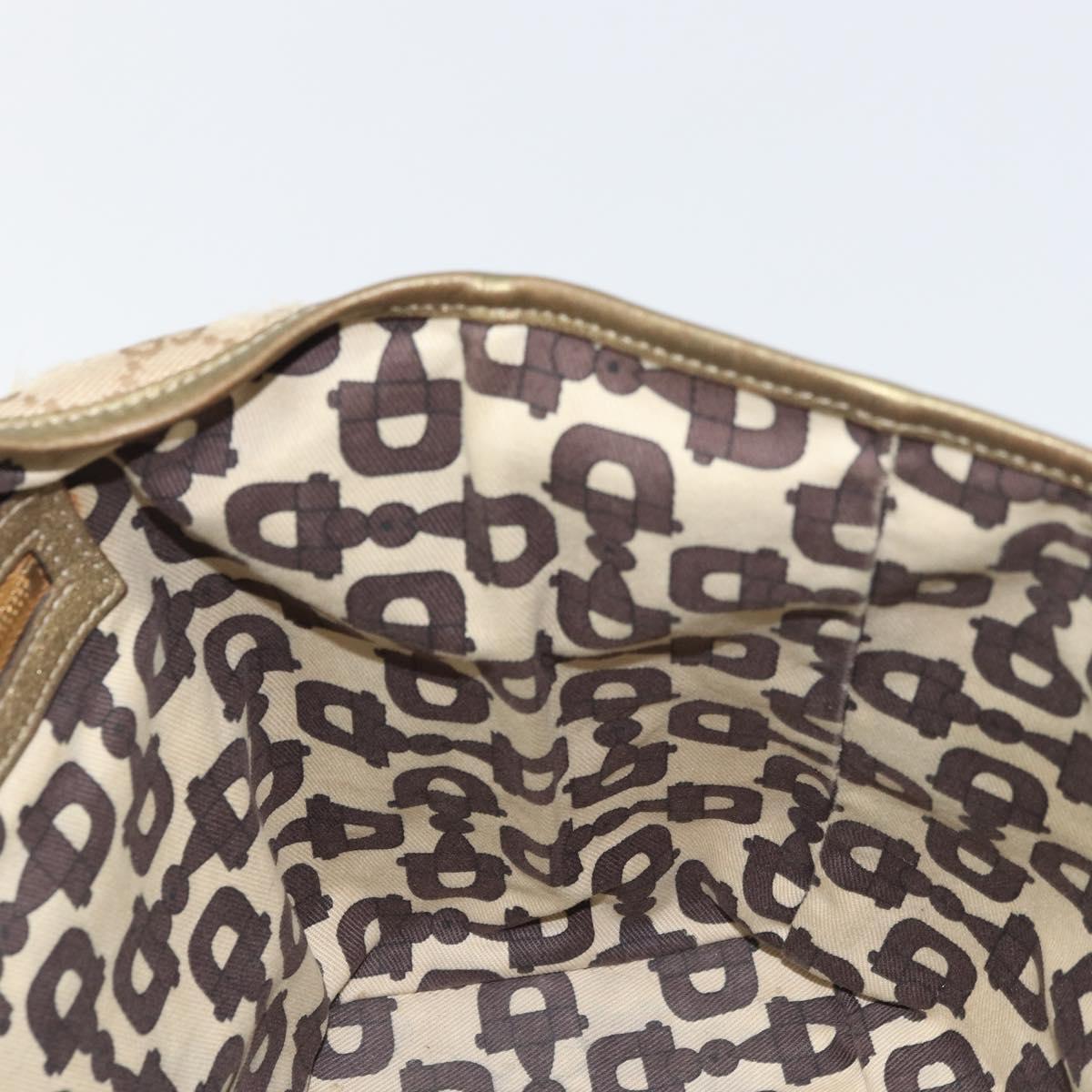 GUCCI GG Canvas Sherry Line Tote Bag Beige Gold 137396 Auth ka543