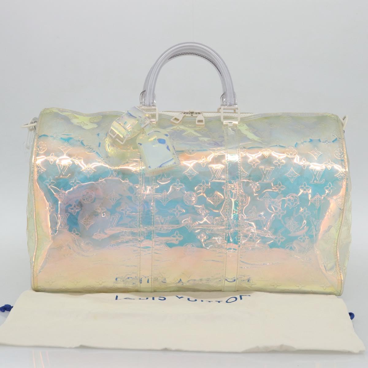 LOUIS VUITTON Monogram Prism Keepall Bandouliere 50 Clear M53271 LV Auth ka5430M