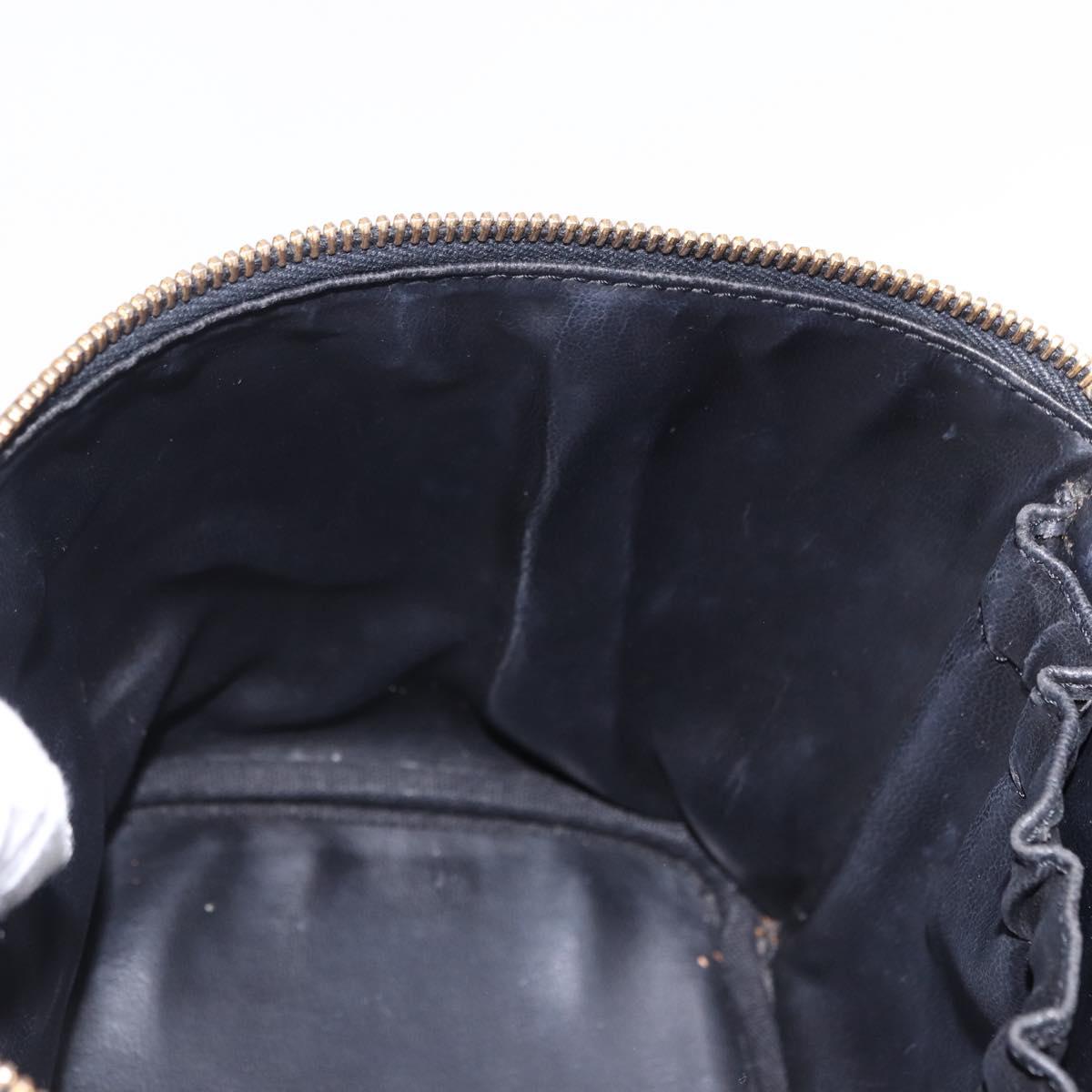 CHANEL COCO Mark Vanity Cosmetic Pouch Caviar Skin Black Gold CC Auth ka5432
