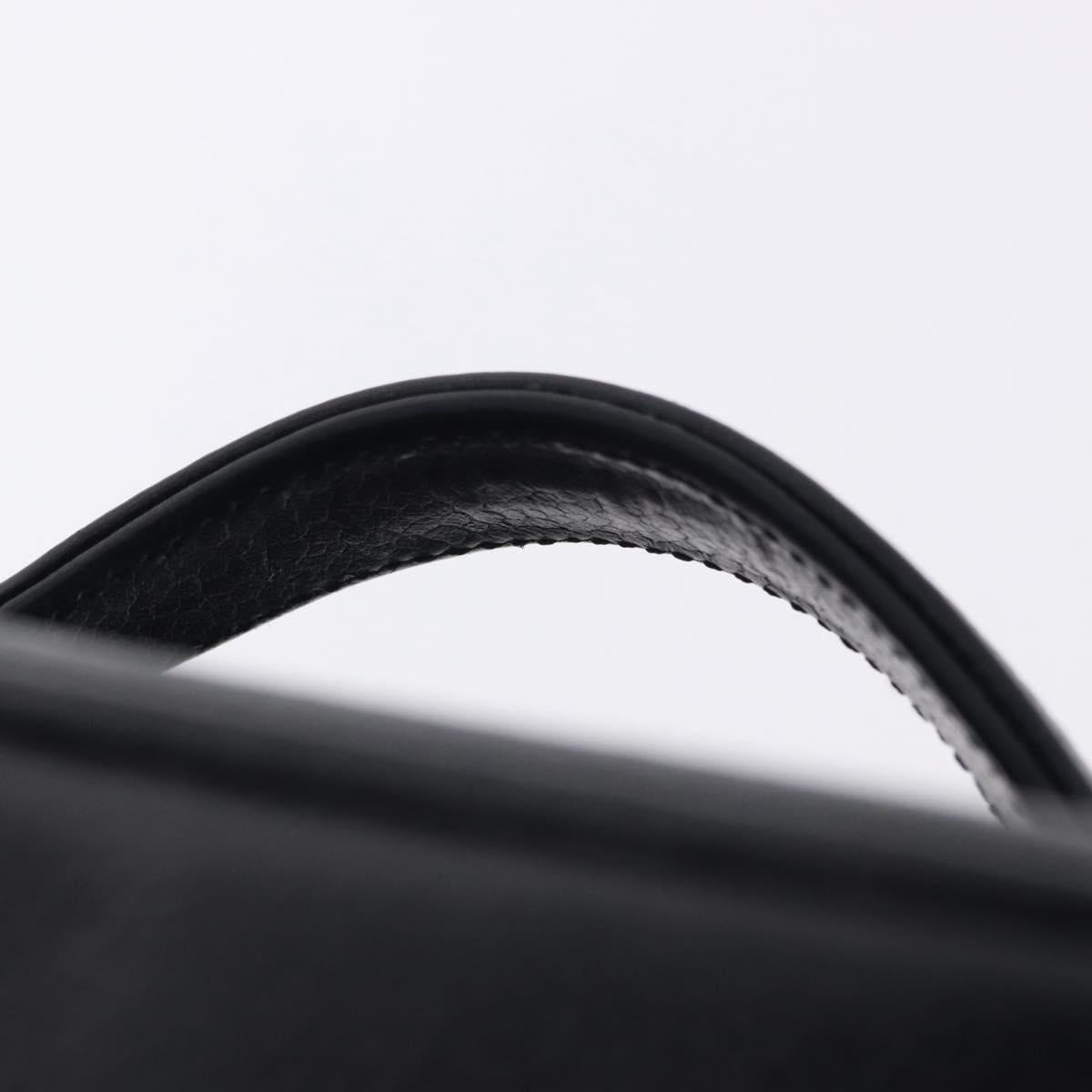 CHANEL COCO Mark Vanity Cosmetic Pouch Caviar Skin Black Gold CC Auth ka5432