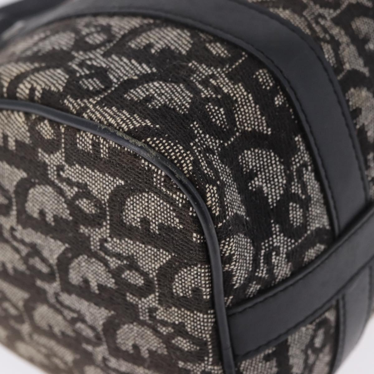 Christian Dior Trotter Canvas Hand Bag Black Silver Auth ka5434A