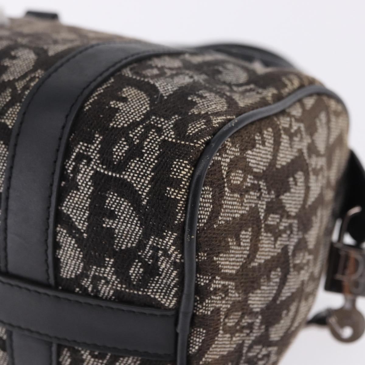 Christian Dior Trotter Canvas Hand Bag Black Silver Auth ka5434A