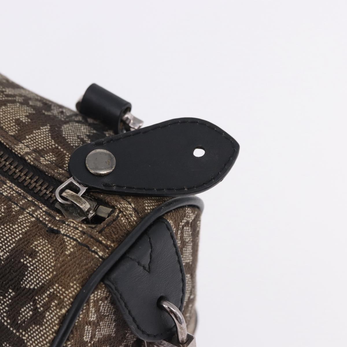 Christian Dior Trotter Canvas Hand Bag Black Silver Auth ka5434A