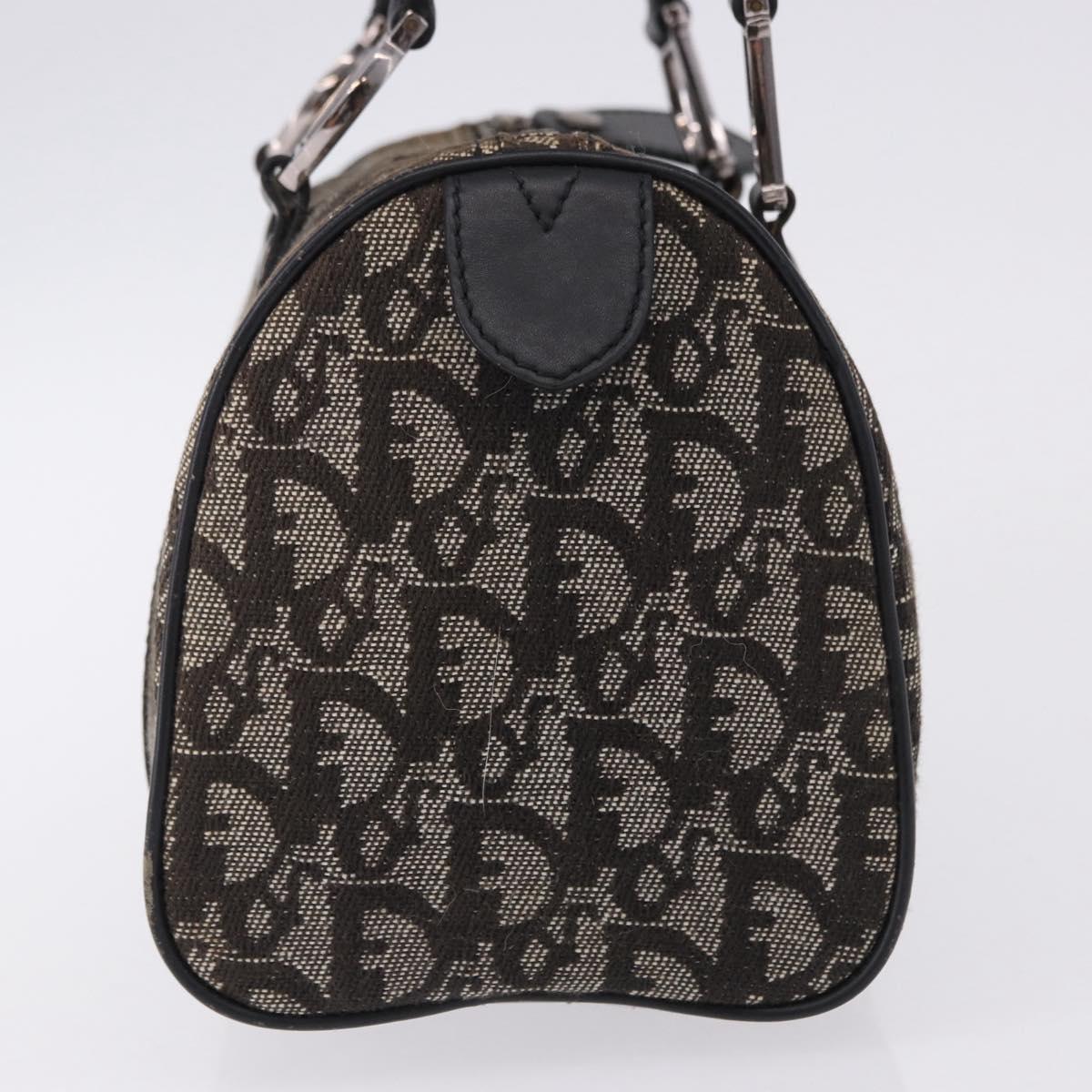Christian Dior Trotter Canvas Hand Bag Black Silver Auth ka5434A