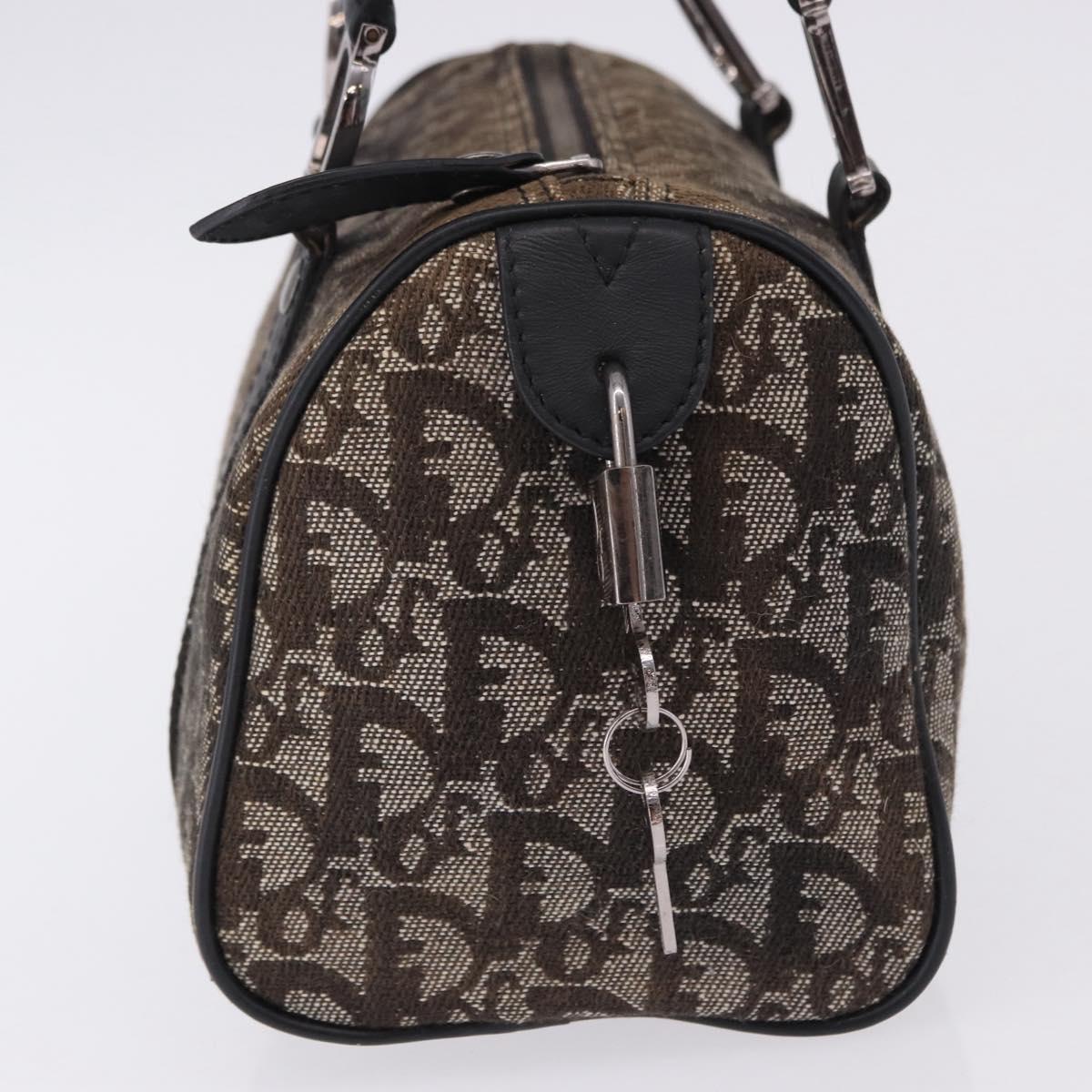 Christian Dior Trotter Canvas Hand Bag Black Silver Auth ka5434A