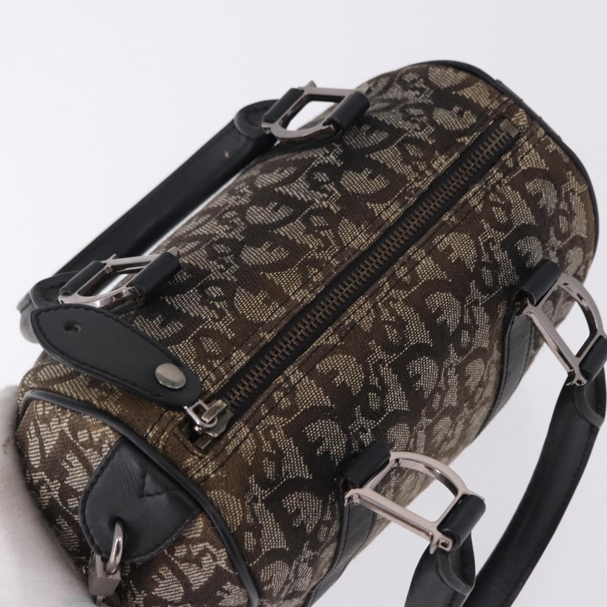 Christian Dior Trotter Canvas Hand Bag Black Silver Auth ka5434A