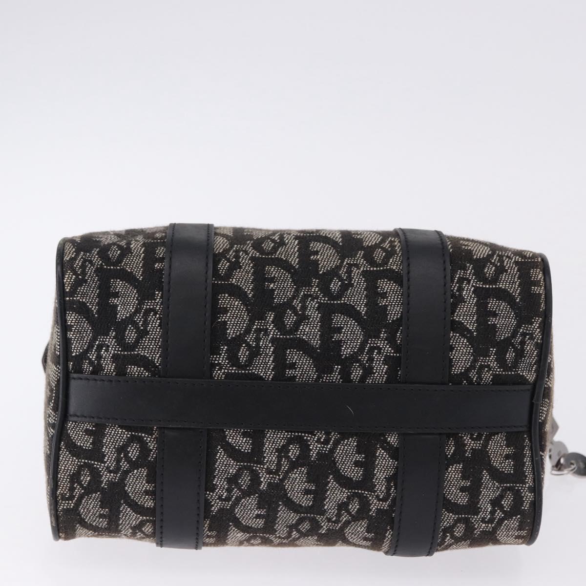 Christian Dior Trotter Canvas Hand Bag Black Silver Auth ka5434A