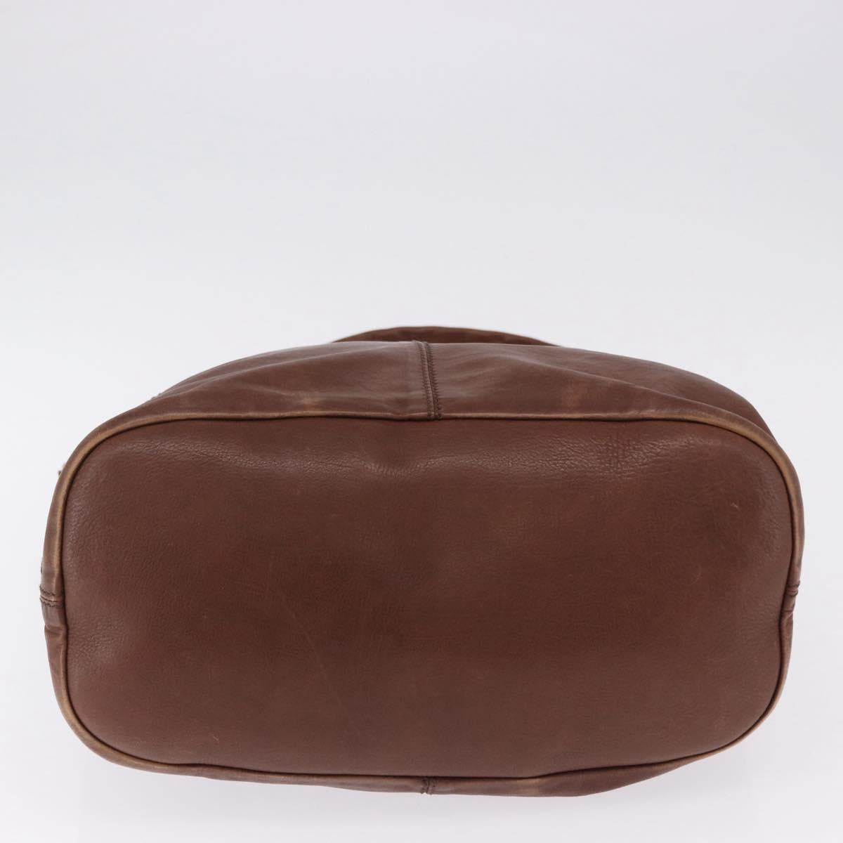 GIVENCHY Hand Bag Leather 2way Brown Gold Tone Auth ka5437
