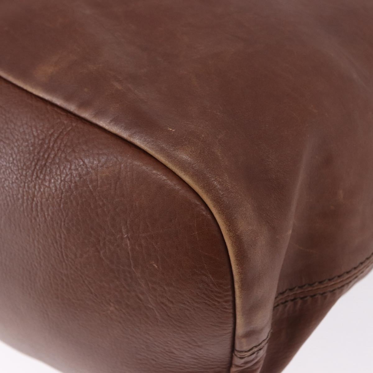 GIVENCHY Hand Bag Leather 2way Brown Gold Tone Auth ka5437