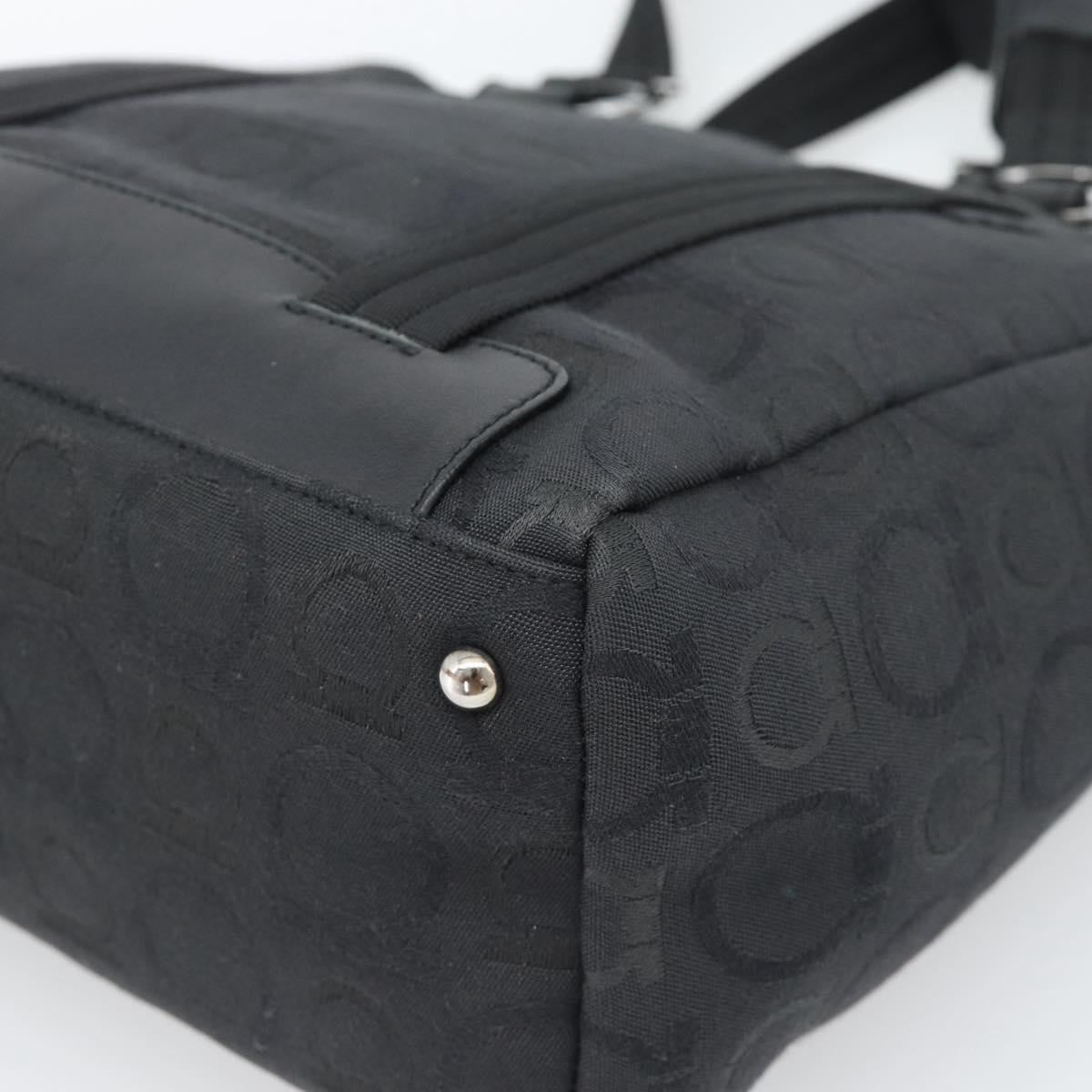 Salvatore Ferragamo Gancini Hand Bag Canvas Black Silver Auth ka5438