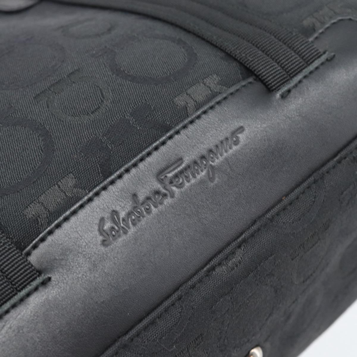 Salvatore Ferragamo Gancini Hand Bag Canvas Black Silver Auth ka5438