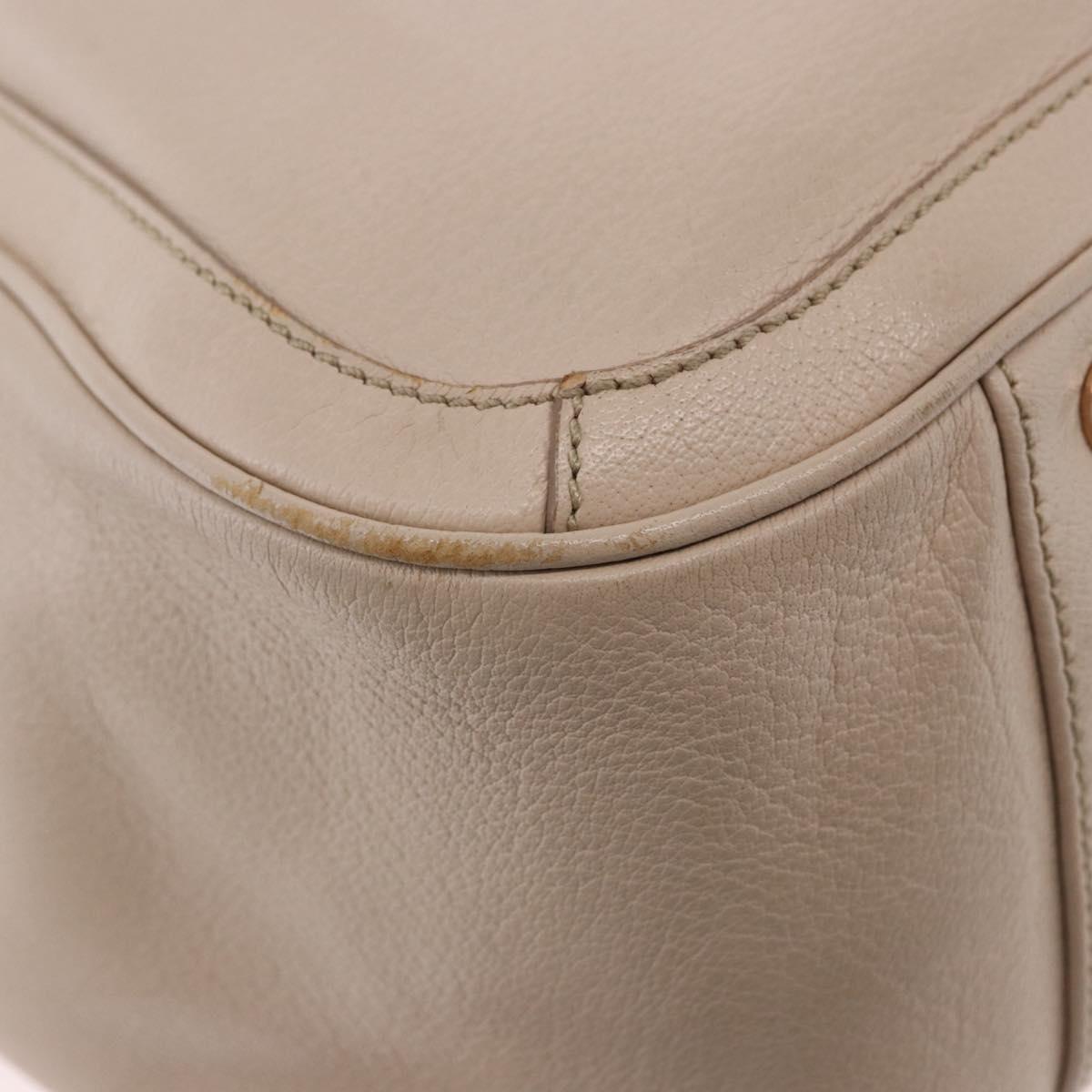 Salvatore Ferragamo Gancini Hand Bag Leather Beige Gold Tone Auth ka5439