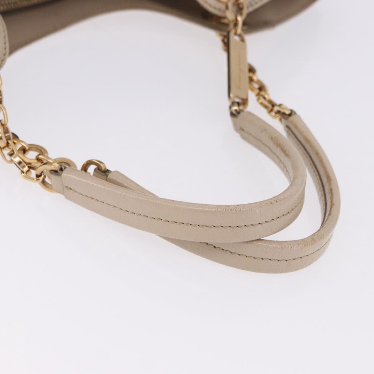 Salvatore Ferragamo Gancini Hand Bag Leather Beige Gold Tone Auth ka5439