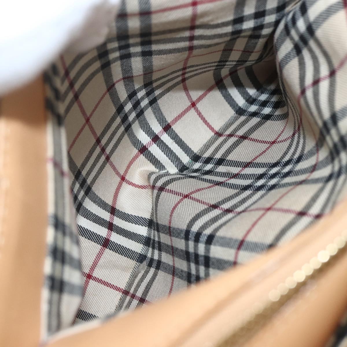 BURBERRY Hand Bag Leather Beige Gold Auth ka544