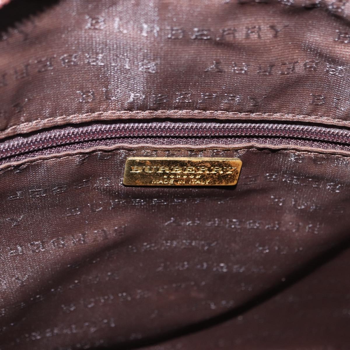 BURBERRY Nova Check Hand Bag PVC Leather 2way Beige Gold Tone Auth ka5442V