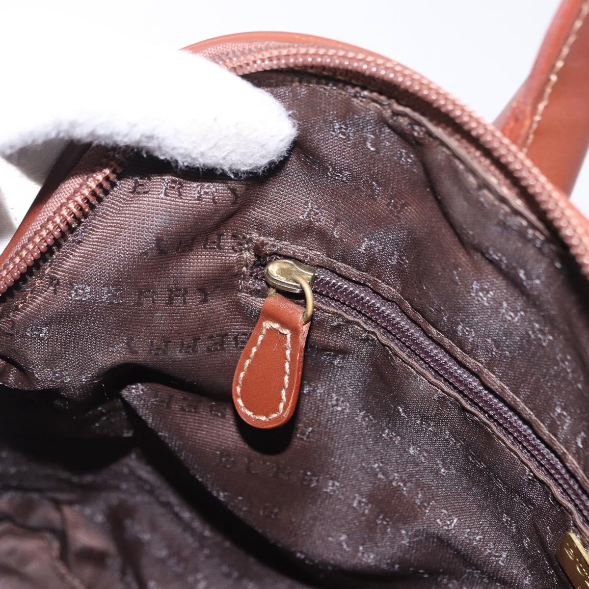 BURBERRY Nova Check Hand Bag PVC Leather 2way Beige Gold Tone Auth ka5442V