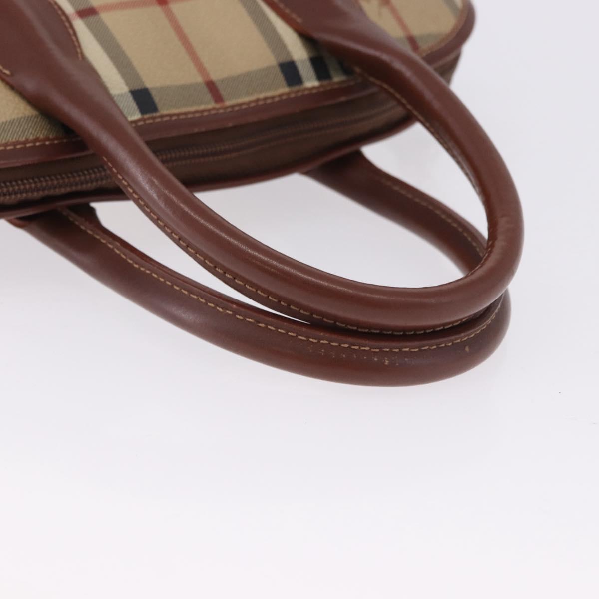 BURBERRY Nova Check Hand Bag PVC Leather 2way Beige Gold Tone Auth ka5442V