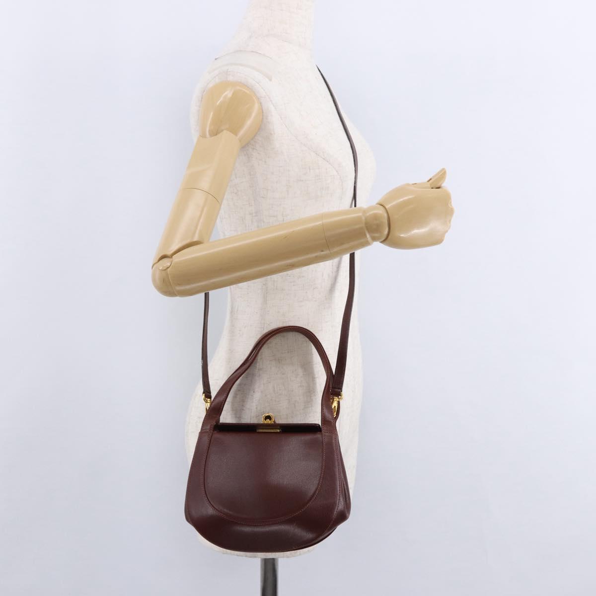 Salvatore Ferragamo Hand Bag Leather 2way Brown Gold Tone Auth ka5445A