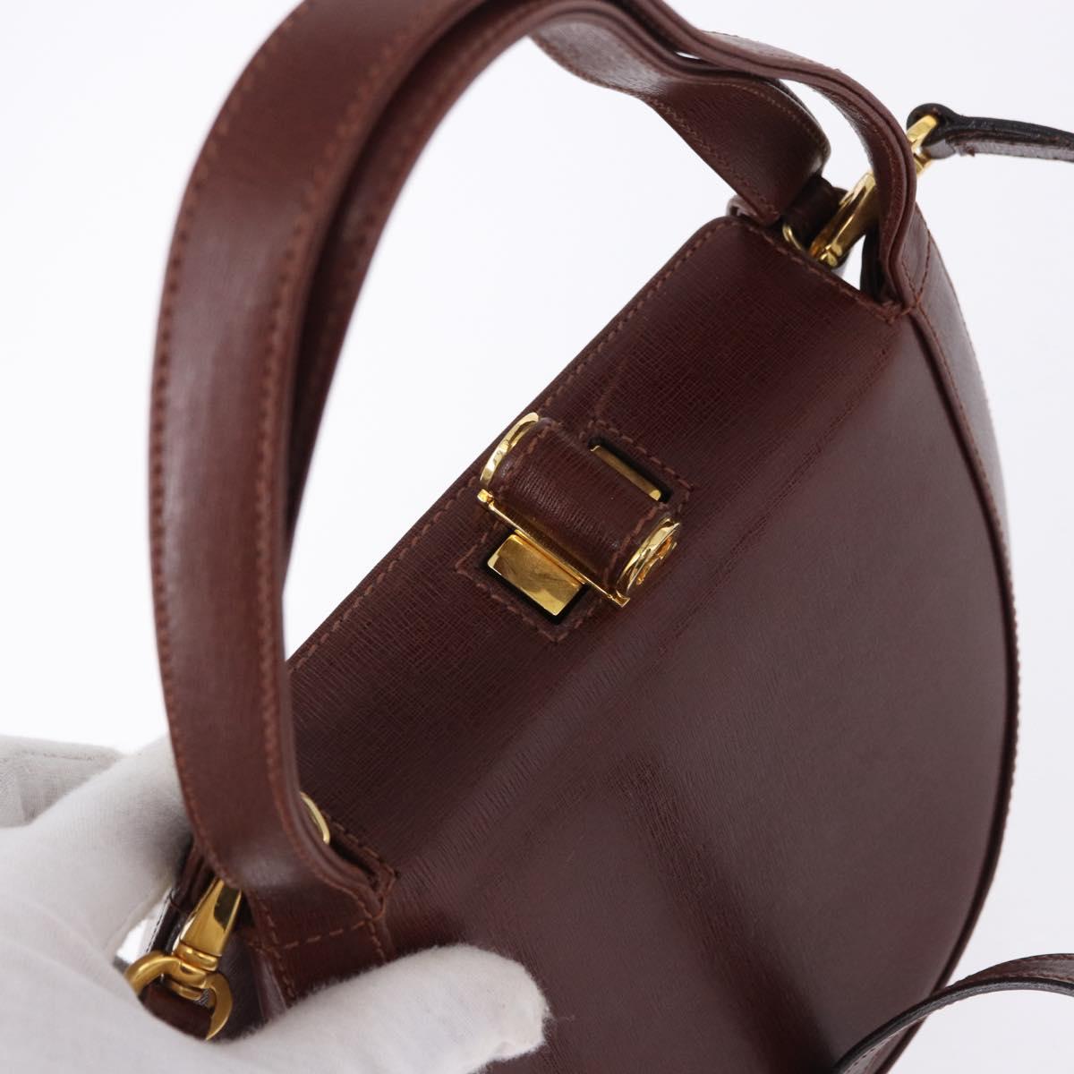 Salvatore Ferragamo Hand Bag Leather 2way Brown Gold Tone Auth ka5445A