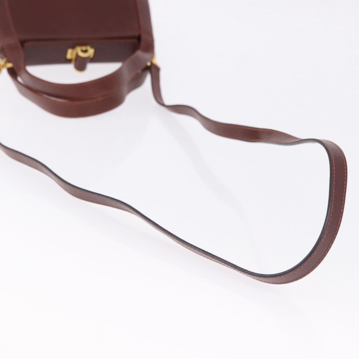 Salvatore Ferragamo Hand Bag Leather 2way Brown Gold Tone Auth ka5445A