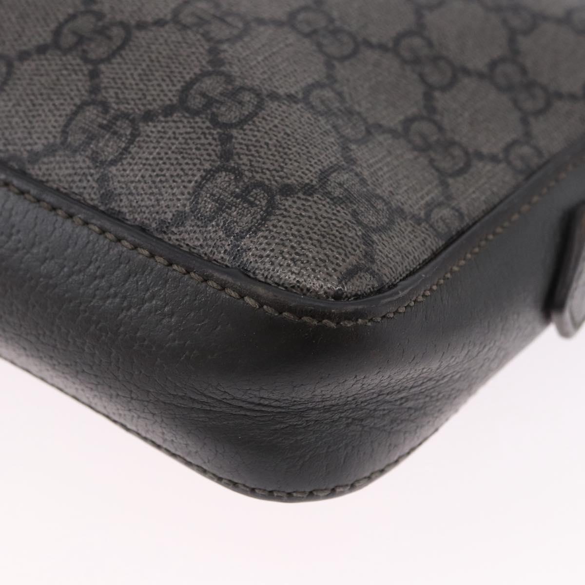 GUCCI GG Supreme Shoulder Bag PVC Leather Gray Silver 699439 Auth ka5448A