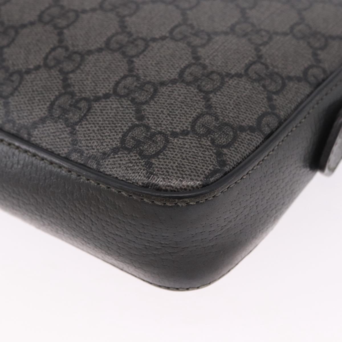 GUCCI GG Supreme Shoulder Bag PVC Leather Gray Silver 699439 Auth ka5448A