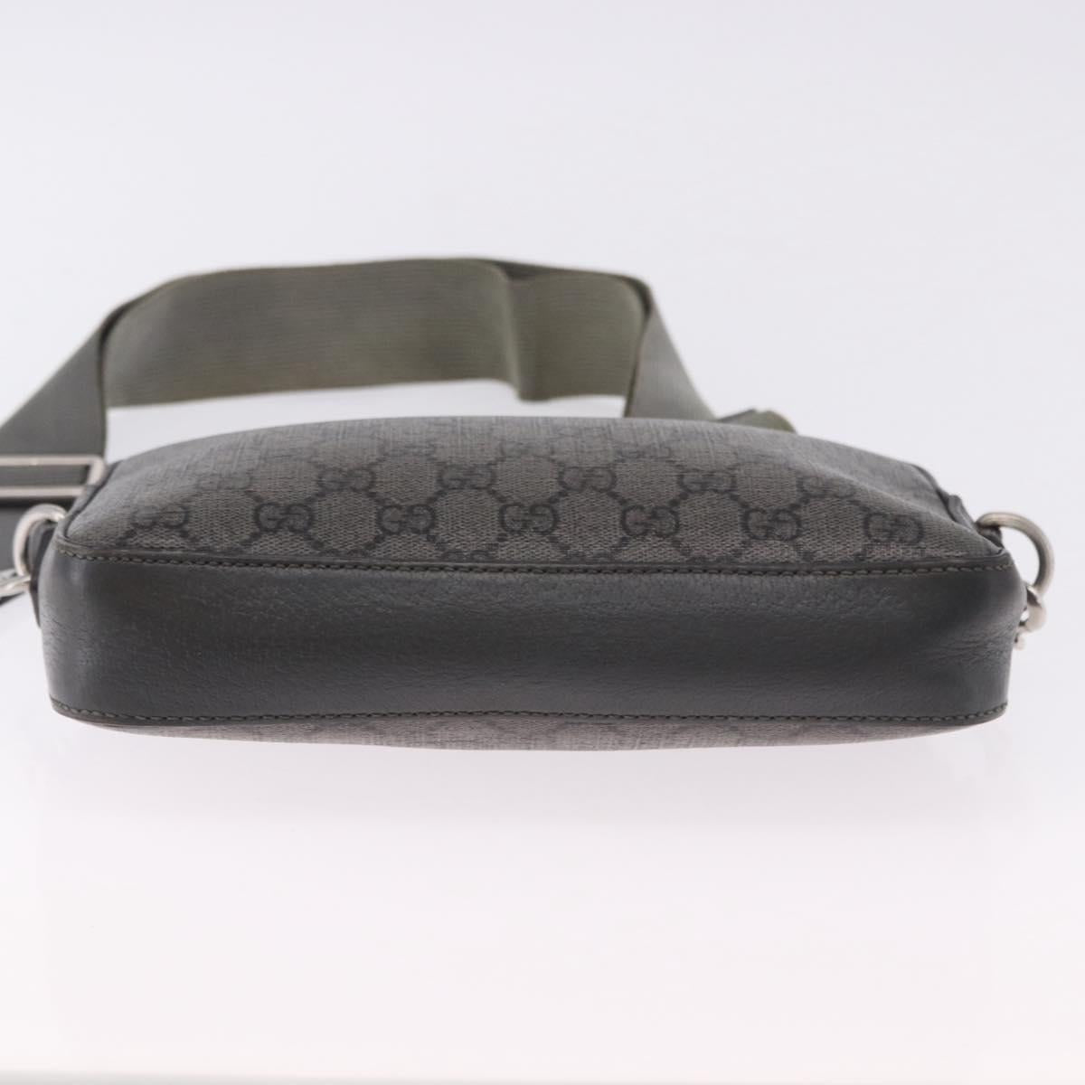 GUCCI GG Supreme Shoulder Bag PVC Leather Gray Silver 699439 Auth ka5448A