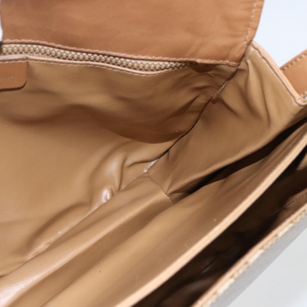 CELINE Macadam Canvas Shoulder Bag PVC Beige Gold Auth ka545