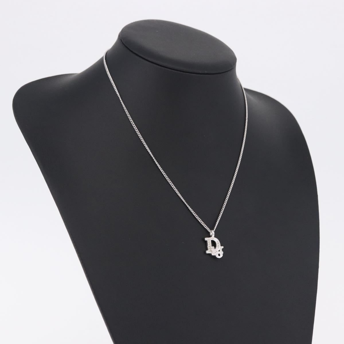 Christian Dior Necklace Metal Silver Auth ka5450