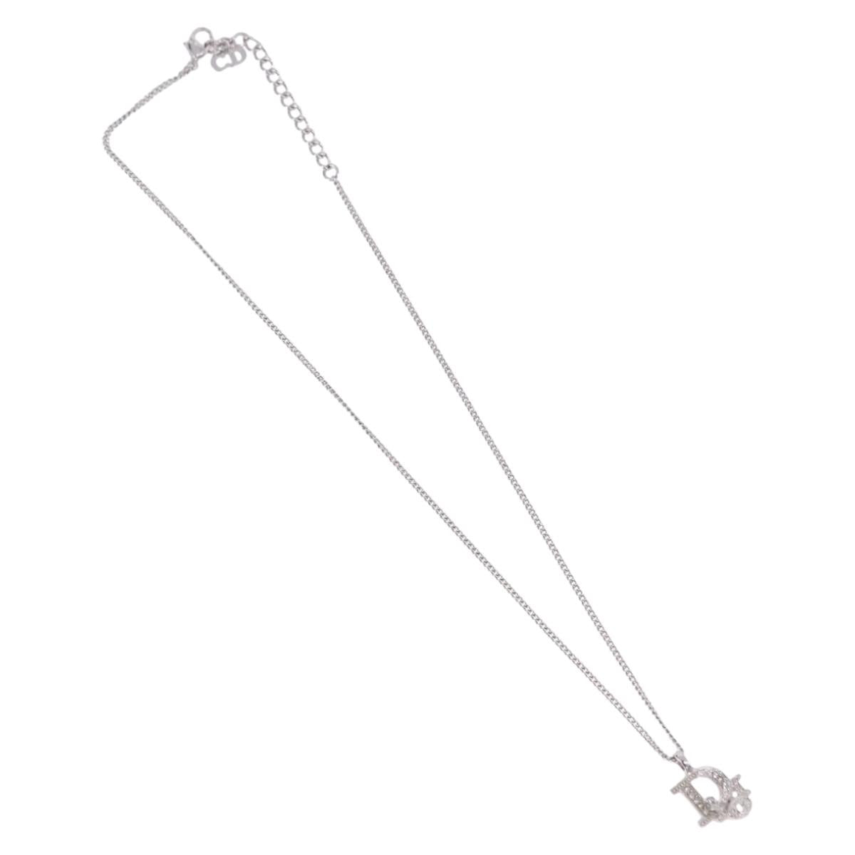 Christian Dior Necklace Metal Silver Auth ka5450
