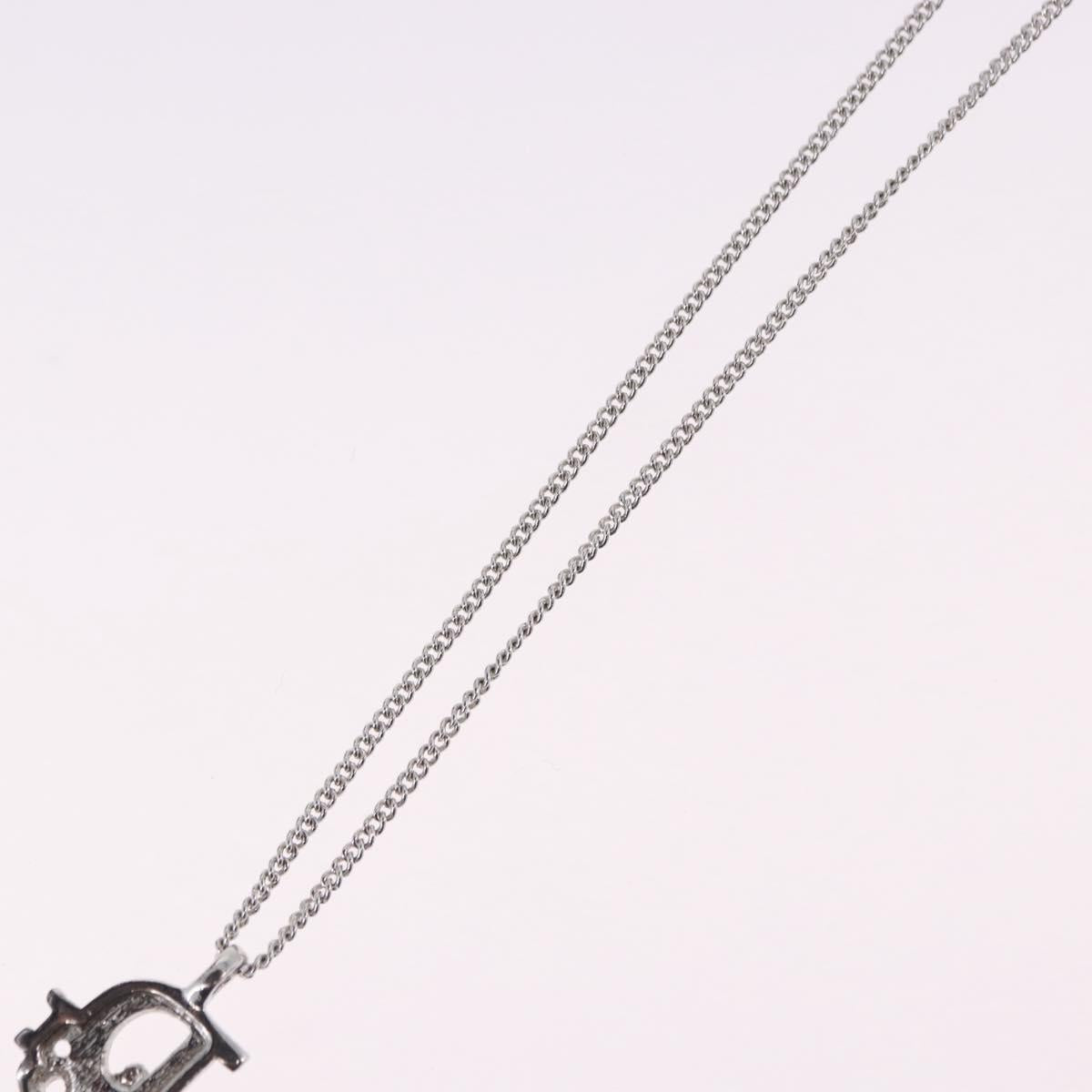 Christian Dior Necklace Metal Silver Auth ka5450