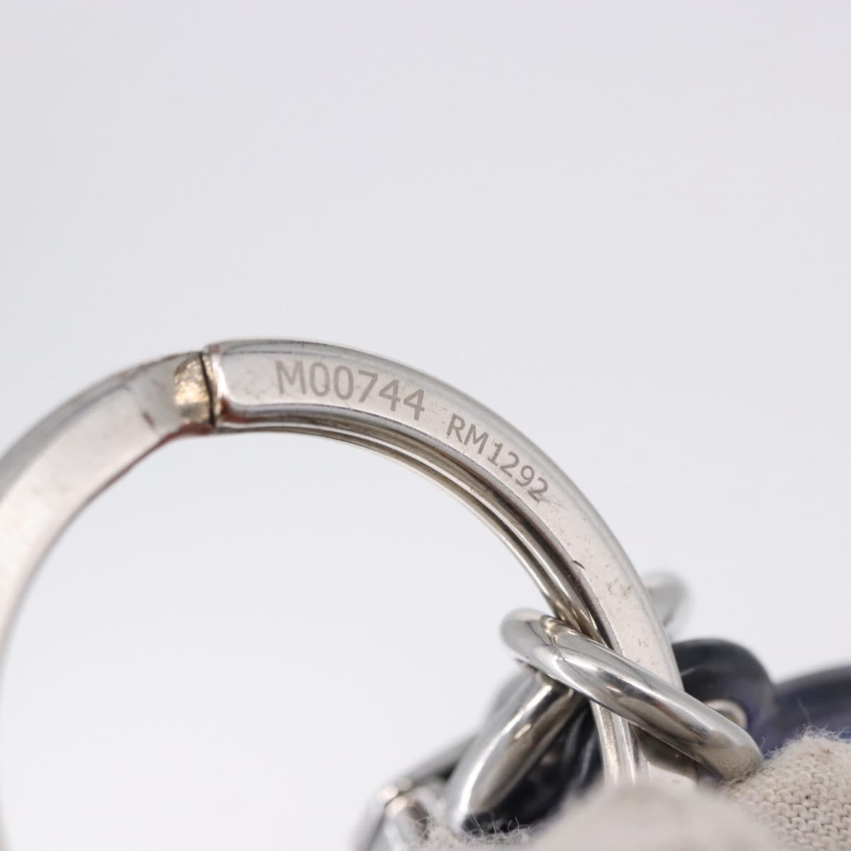 LOUIS VUITTON Porte Cles LV Padded Circle Metal Blue Silver M00744 Auth ka5451
