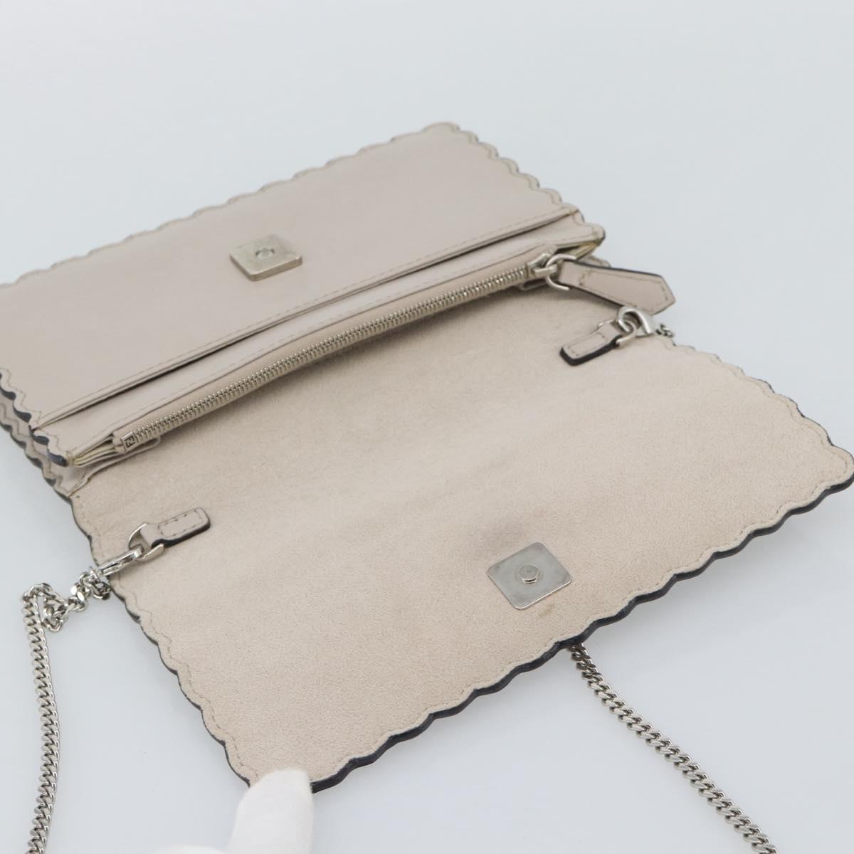 FENDI Chain Shoulder Wallet Leather Pink Silver 8M0346 Auth ka5456A
