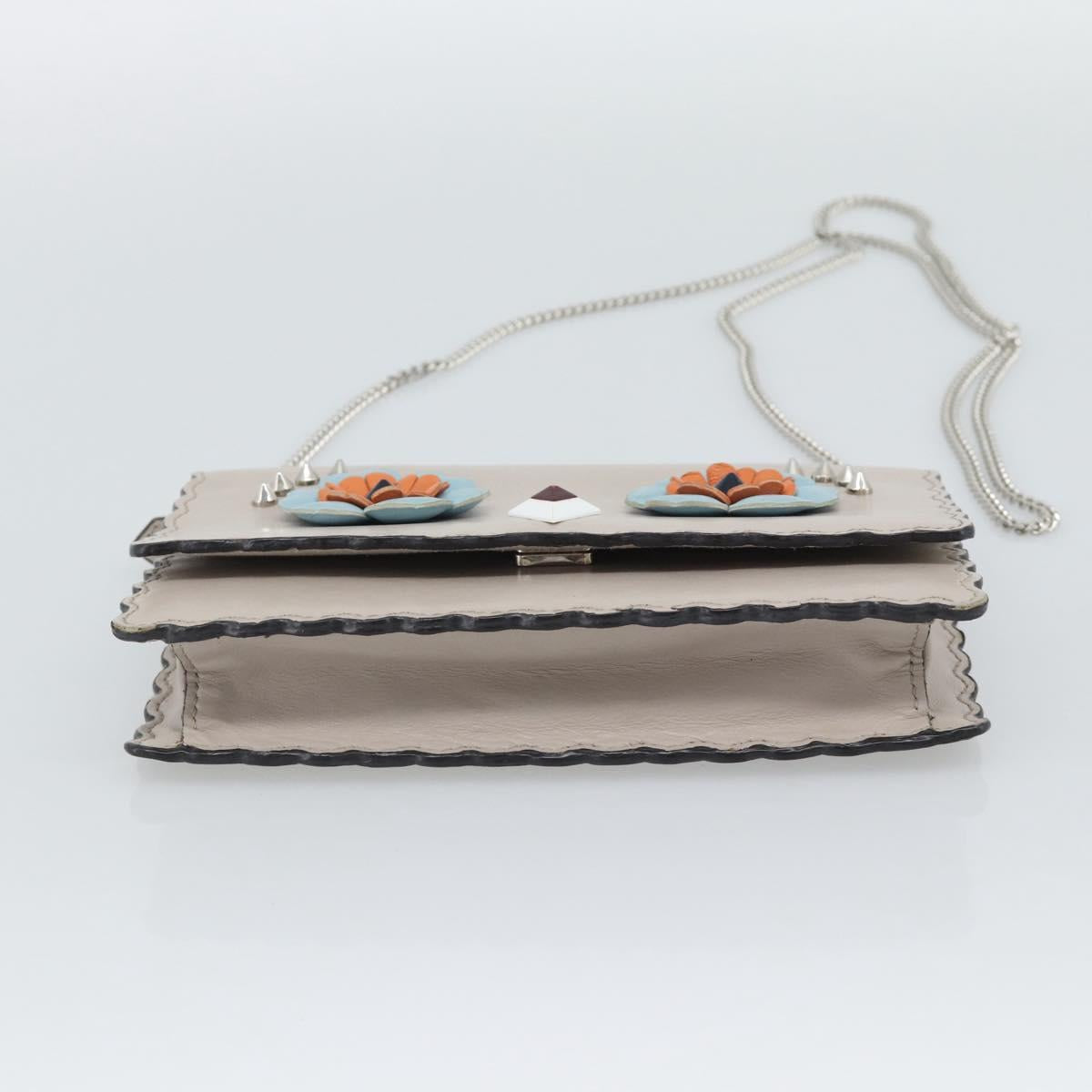 FENDI Chain Shoulder Wallet Leather Pink Silver 8M0346 Auth ka5456A