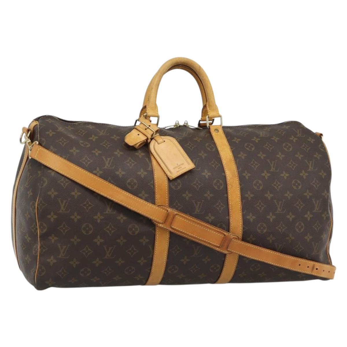 LOUIS VUITTON Monogram Keepall Bandouliere 55 Boston Bag M41414 LV Auth ka5458