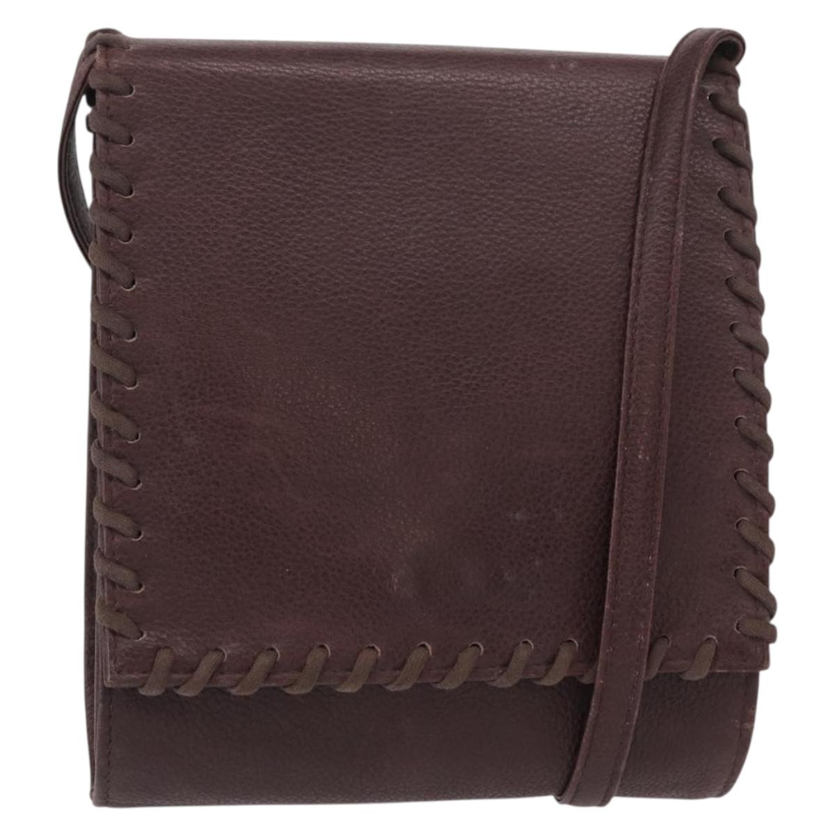 SAINT LAURENT Shoulder Bag Leather Purple Gold Auth ka546