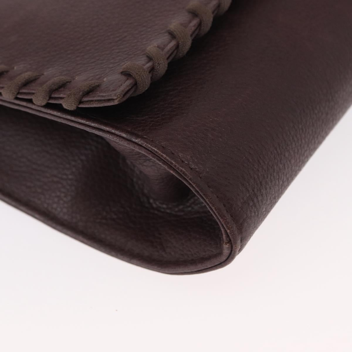 SAINT LAURENT Shoulder Bag Leather Purple Gold Auth ka546