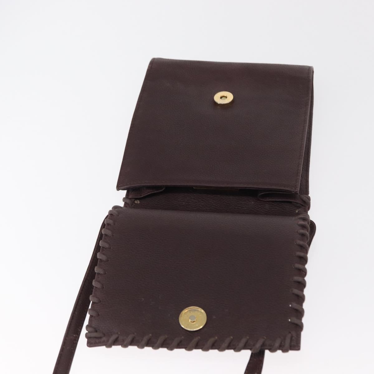 SAINT LAURENT Shoulder Bag Leather Purple Gold Auth ka546