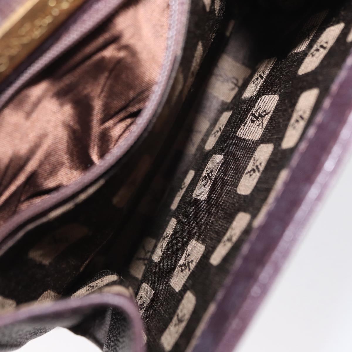 SAINT LAURENT Shoulder Bag Leather Purple Gold Auth ka546