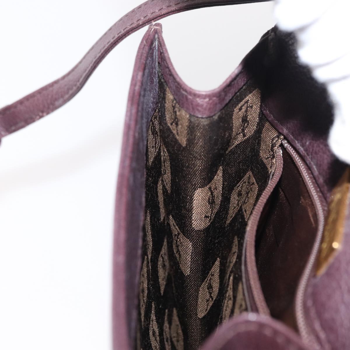 SAINT LAURENT Shoulder Bag Leather Purple Gold Auth ka546