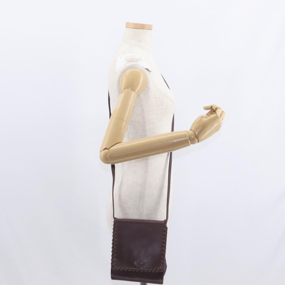 SAINT LAURENT Shoulder Bag Leather Purple Gold Auth ka546