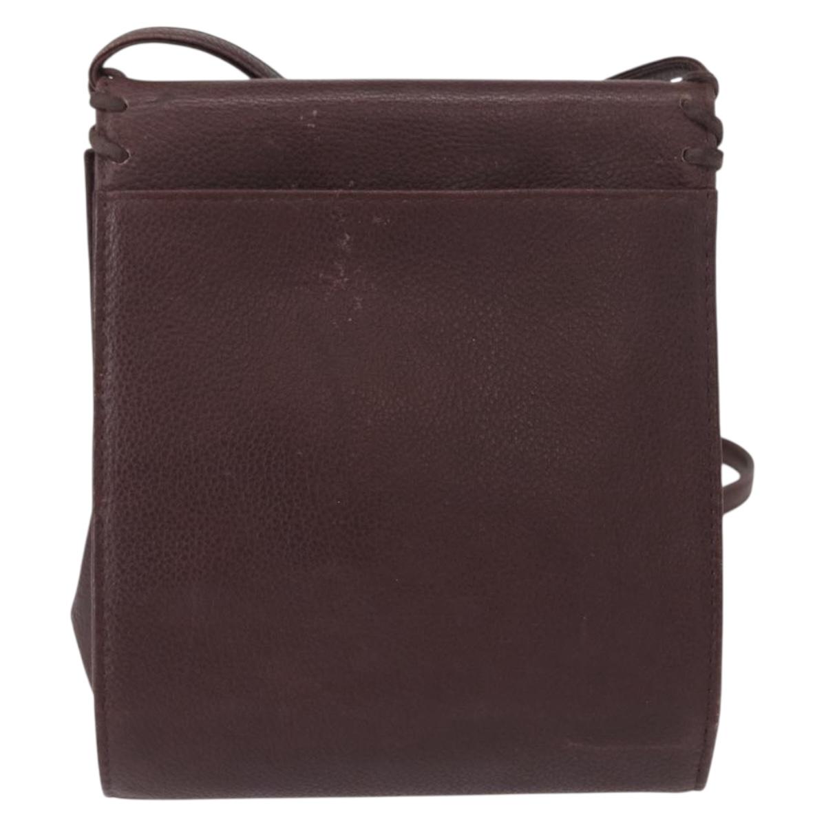 SAINT LAURENT Shoulder Bag Leather Purple Gold Auth ka546