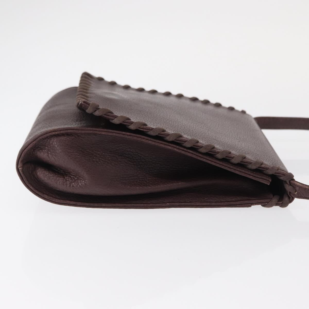 SAINT LAURENT Shoulder Bag Leather Purple Gold Auth ka546