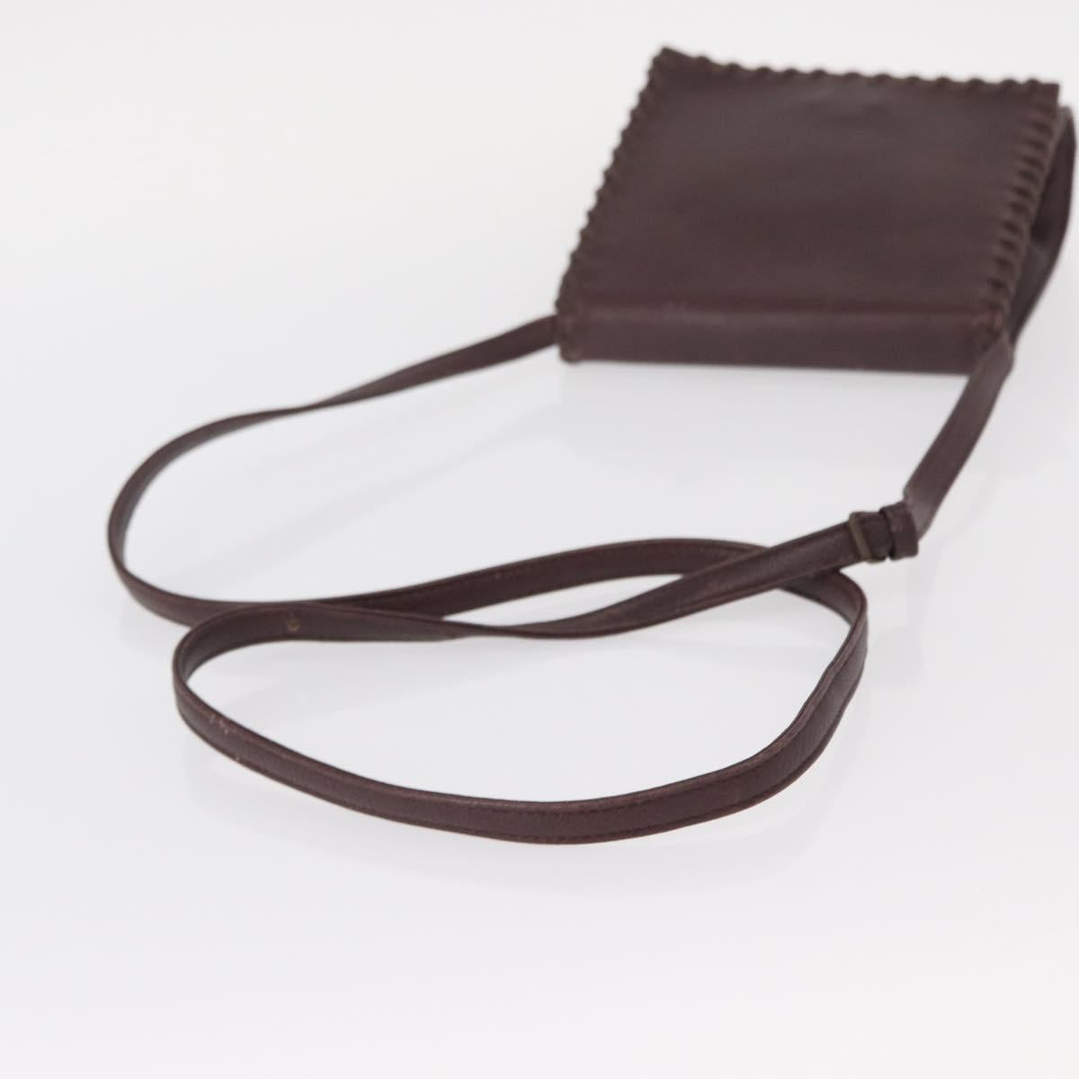 SAINT LAURENT Shoulder Bag Leather Purple Gold Auth ka546