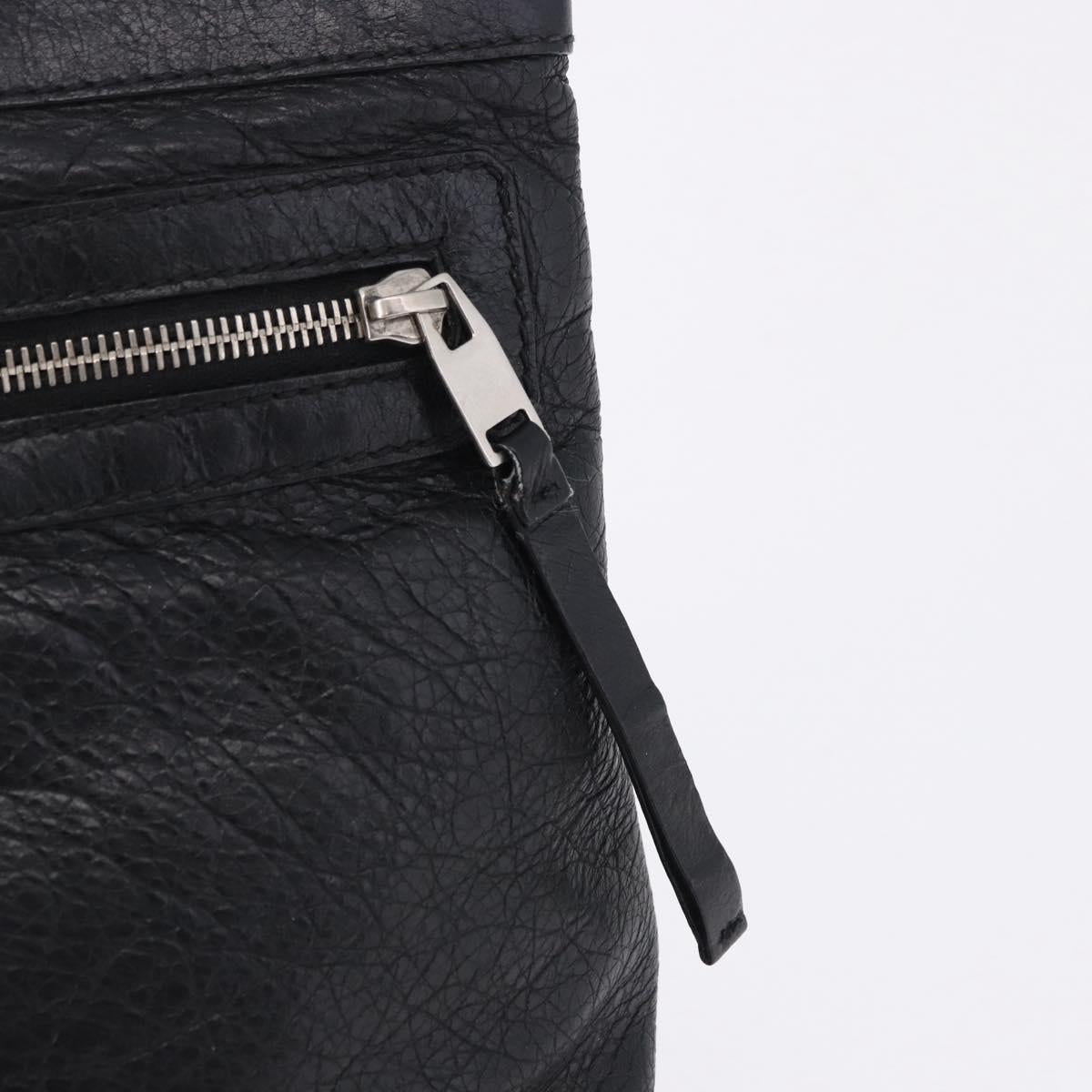 BALENCIAGA Classic Clip L Clutch Bag Leather Black Silver 273023 Auth ka5461