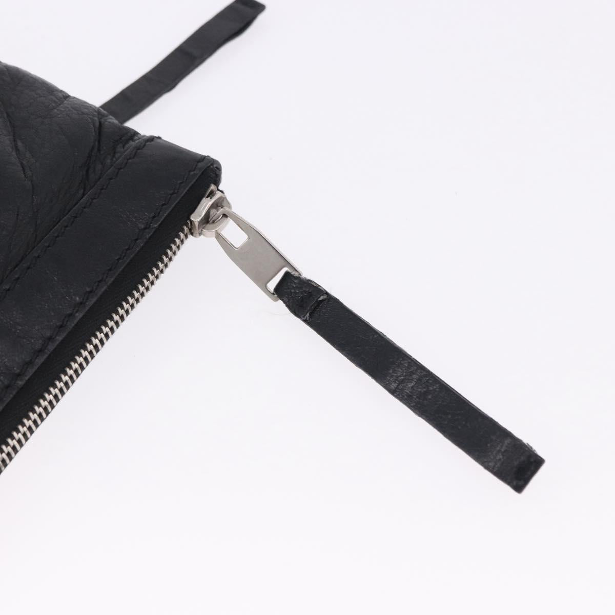 BALENCIAGA Classic Clip L Clutch Bag Leather Black Silver 273023 Auth ka5461