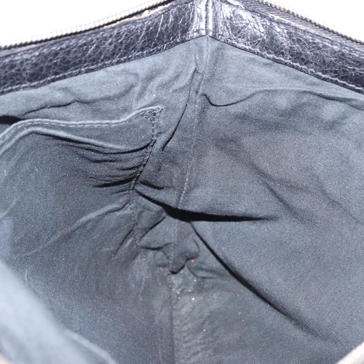 BALENCIAGA Classic Clip L Clutch Bag Leather Black Silver 273023 Auth ka5461
