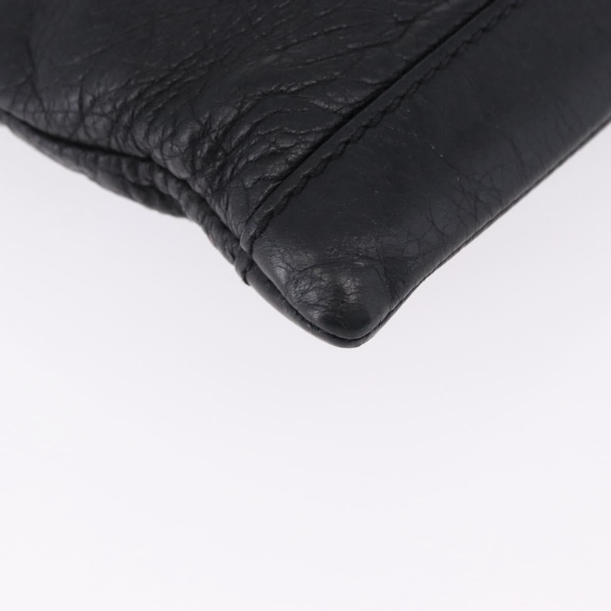 BALENCIAGA Classic Clip L Clutch Bag Leather Black Silver 273023 Auth ka5461